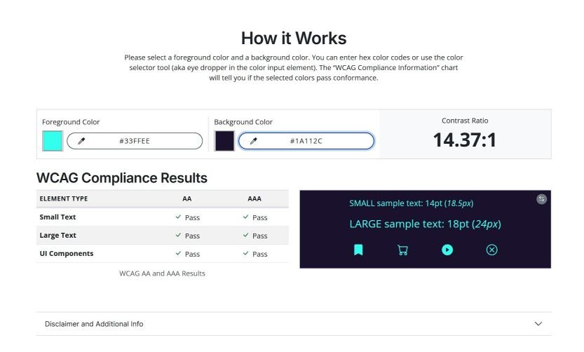 Website Colour Contrast Checker